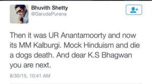 bhuvith shetty tweet mm kalburgi