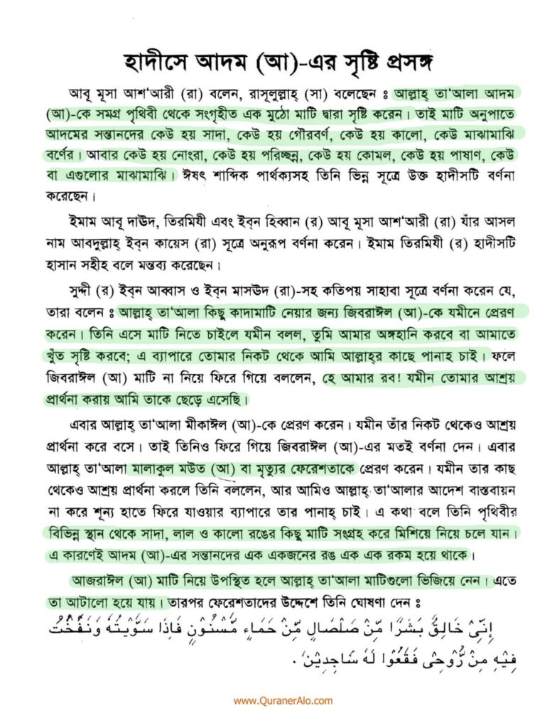 আদম এর সৃষ্টি প্রসঙ্গে ২০৫ 