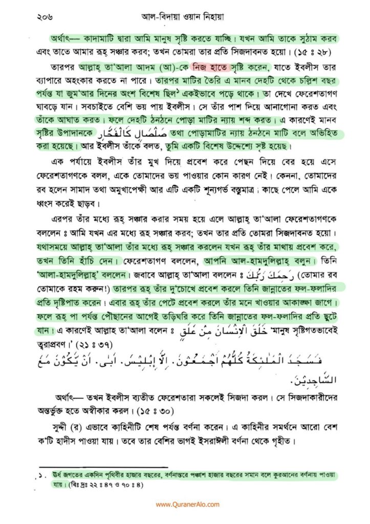 আদম এর সৃষ্টি প্রসঙ্গে ২০৬ 