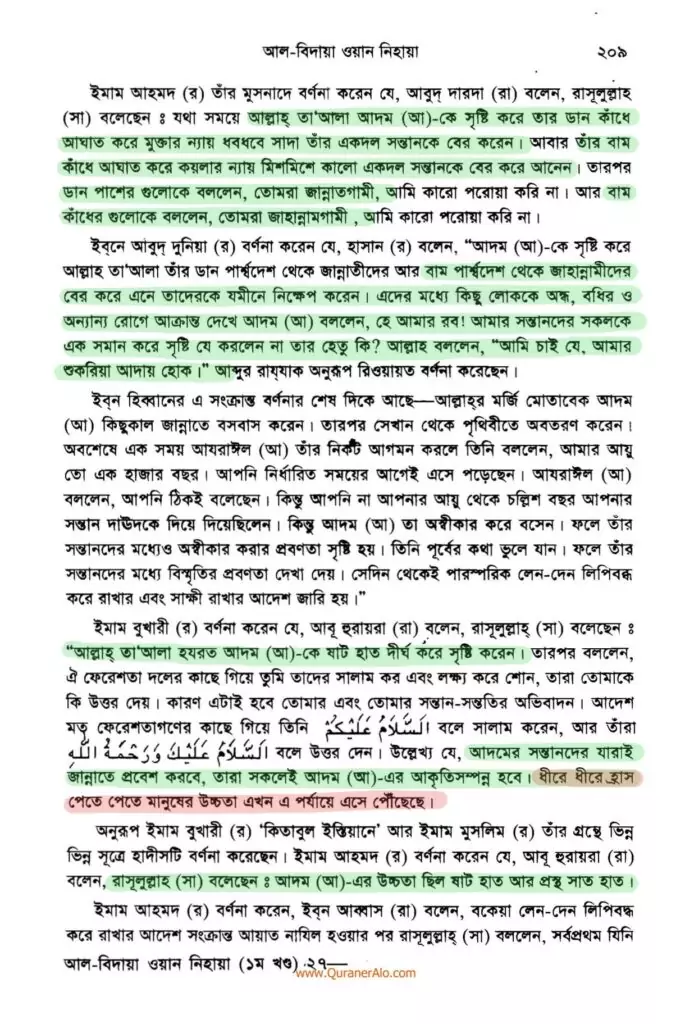 আদম এর সৃষ্টি প্রসঙ্গে ২০৯