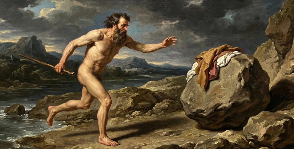 নগ্ন মুসার কাপড় নিয়ে পাথরের দৌঁড় নগ্ন মুসার কাপড় নিয়ে পাথরের দৌঁড়