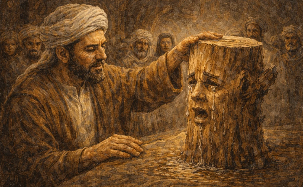 নবীর জন্য কাঠের খণ্ডের কান্নাকাটি নবীর জন্য কাঠের খণ্ডের কান্নাকাটি