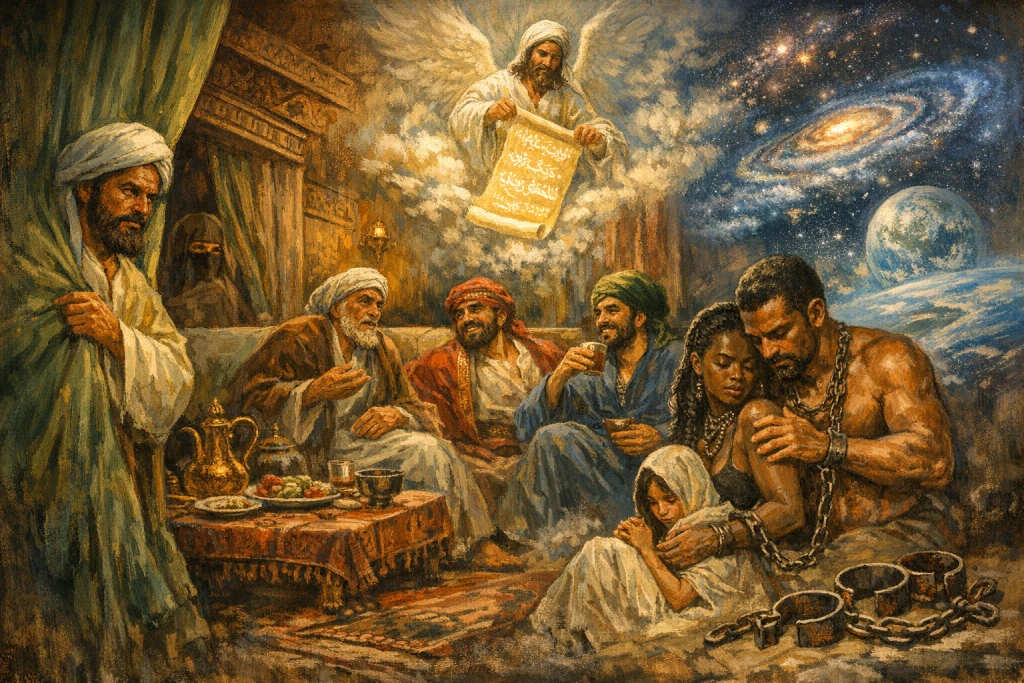 নববিবাহিতা স্ত্রীর সাথে নবীর সঙ্গমে দেরী হওয়ায় সাহাবীদের উদ্দেশ্যে আল্লাহর ধমকের আয়াতের বিশ্লেষণ নববিবাহিতা স্ত্রীর সাথে নবীর সঙ্গমে দেরী হওয়ায় সাহাবীদের উদ্দেশ্যে আল্লাহর ধমকের আয়াতের বিশ্লেষণ